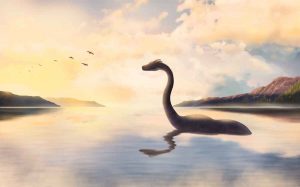 FILE #: 307496516 Preview Crop Find Similar The Loch ness monster looks at the birds at sunset.