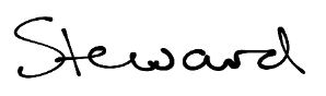 Steward hand-written signature in black on white