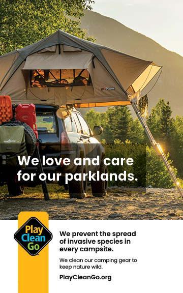 We love and care for our parklands. — rack card, front