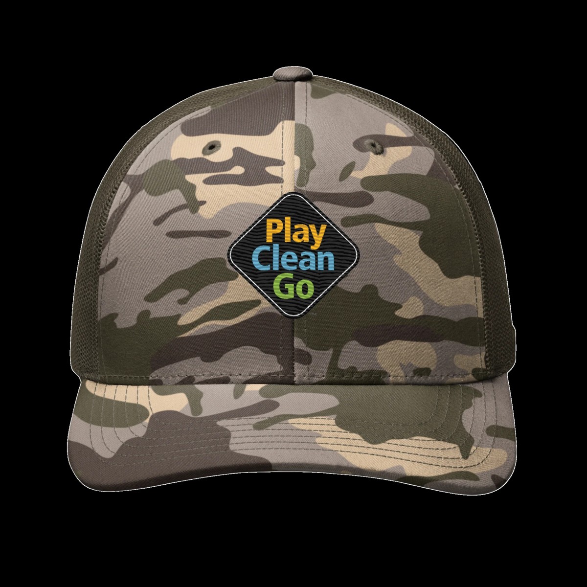 Camouflage cap with PlayCleanGo logo